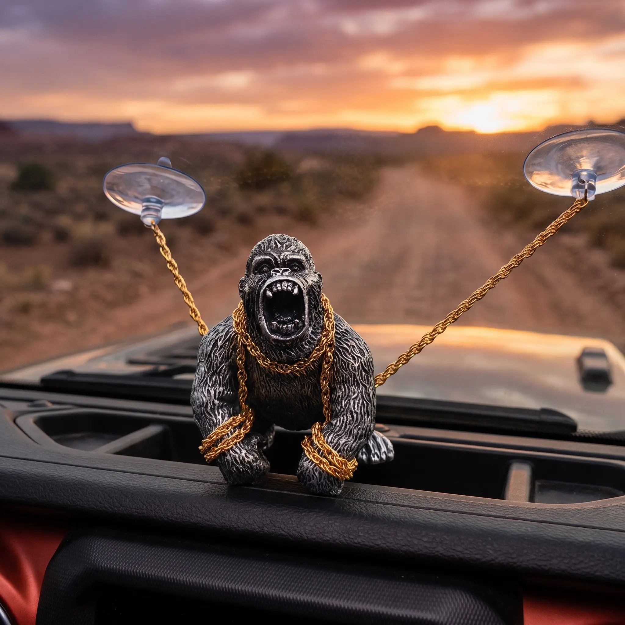 Creative Resin Gorilla Car Decoration, Powerful Roaring Ape Figurine, Decorative Figurines, Resin Figure, Statue, Desktop Ornament, Unique Gift Idea, Home Office Decor, Resin Animal Sculptures, Decorative Piece
