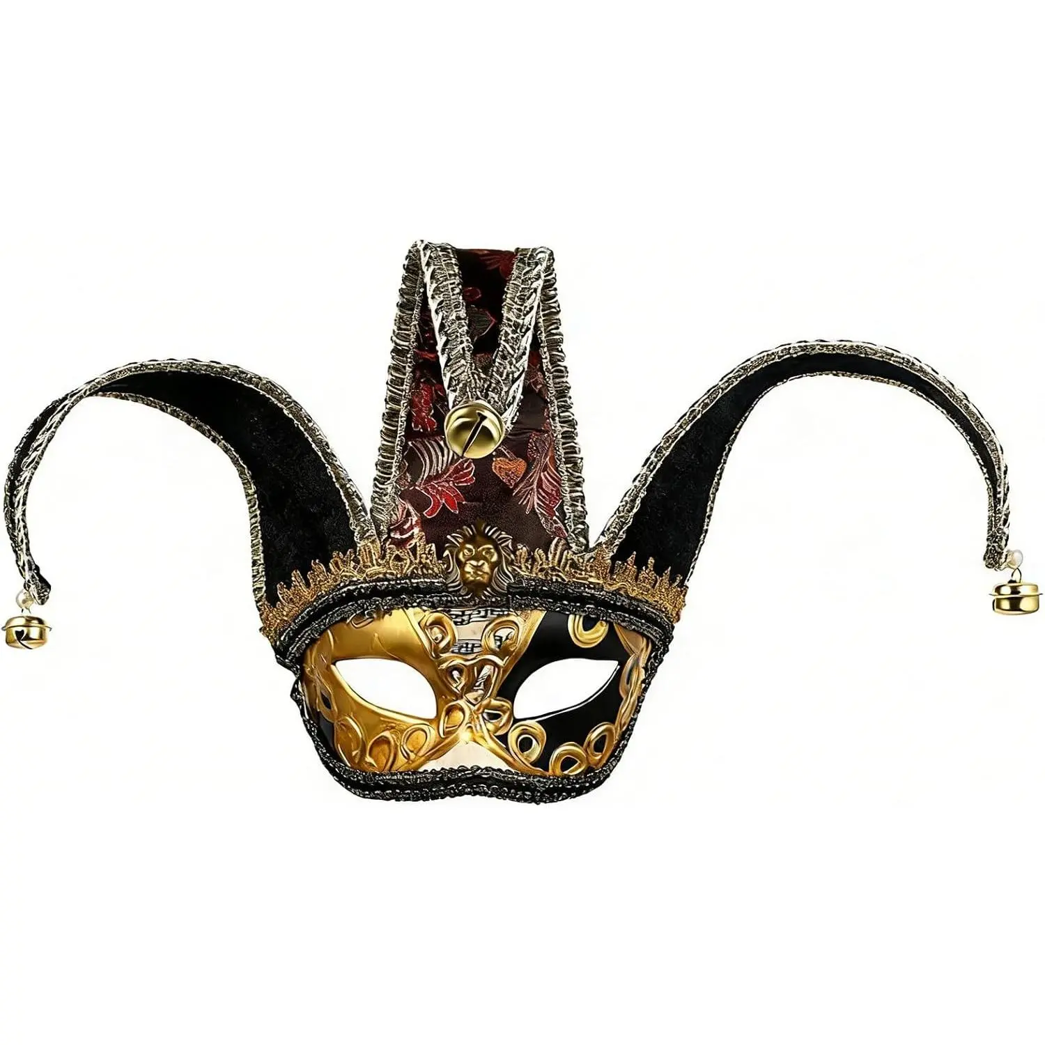 Venetian Jester Vintage Half Face Masquerade Mask for Mardi Gras Halloween Cosplay Musical Party(Gift)