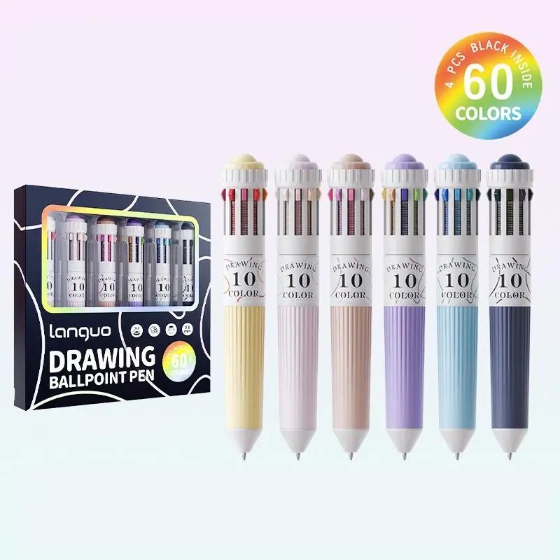 60-Color Press Ballpoint Pen Set, Soft Grip Non-Slip Multifunctional Drawing Pens, 0.8mm Bullet Journal Sketching Writing Tools