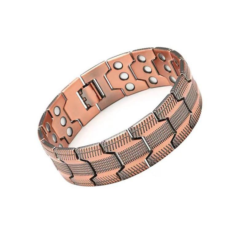 3500 Gauss Strong Magnetic Bracelet for Men - 99.99% Pure Copper Wristband with Neodymium Magnets - Adjustable Classic Design - Health & Sports Jewelry Gift for Him gold-tone unisex religious teengirl charm