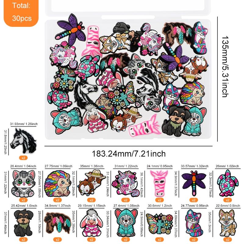 Silicone Beads Kit, 30pcs/box Colorful Beads, DIY Beading Kit for DIY Craft, Keychain Pendant, Jewelry Making Supplies,  Bead Assortment Charm Handmade Gifts, DIY Mix Beads