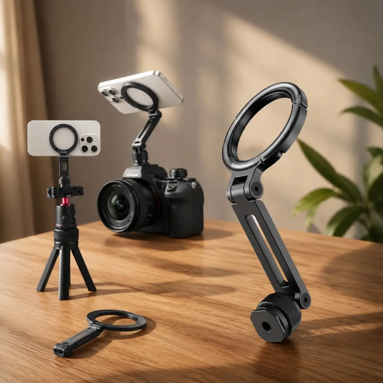 Magnetic Phone Tripod Mount for Magsafe, Aluminum Camera Phone Mount with 1/4" Screw, Cold Shoe Magnetic Tripod for Camera, Compatible with iPhone 17/16/15/14/13/12 SeriesGift
