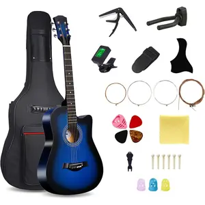 38inch  Acoustic Guitar for Adults, 6 Steel-String Acoustic Guitar With Bag and Elementary Tutorial of Folk Guitar for Beginners.