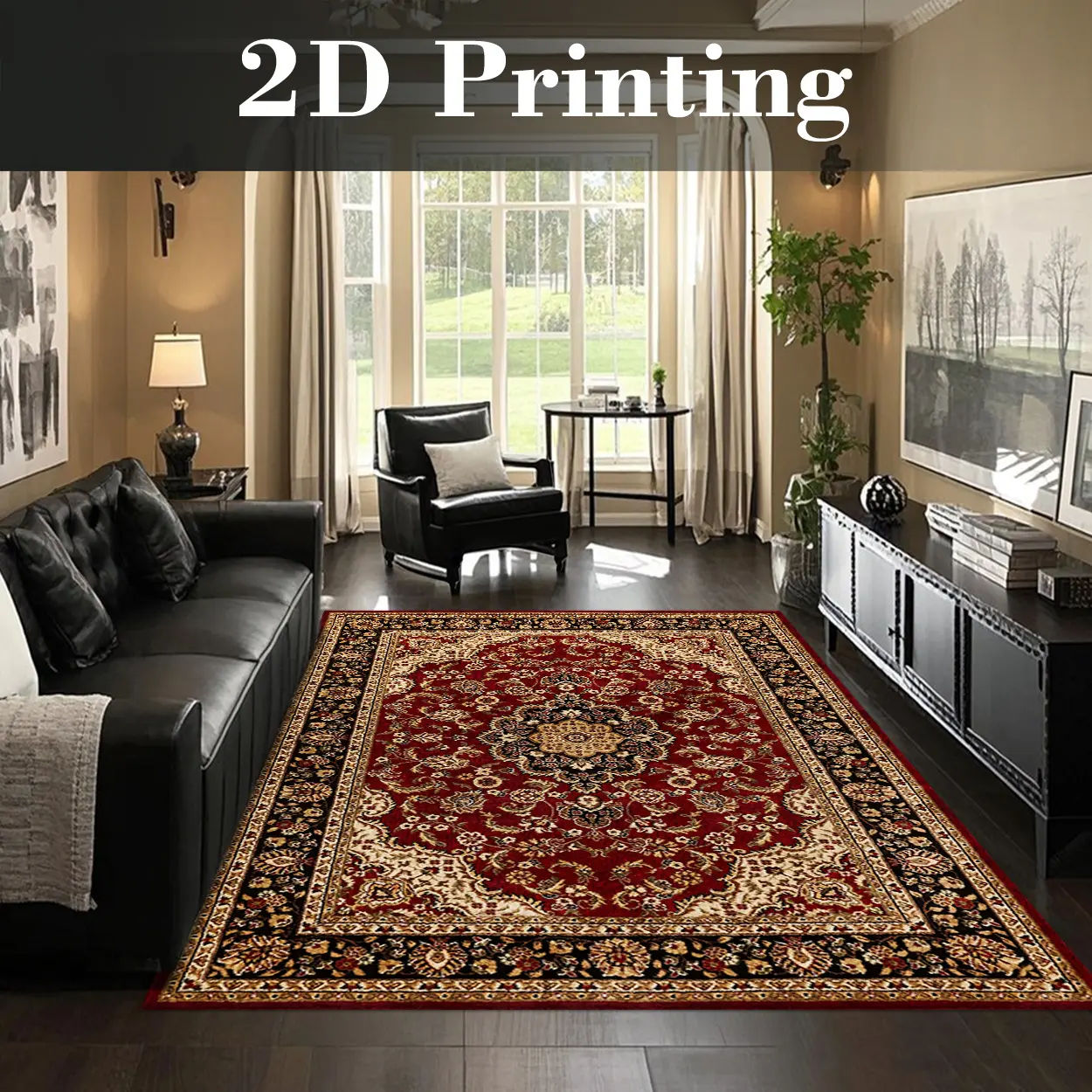Local Delivery, Multiple Sizes Washable Non Slip Persian Area Rug for Living Room, Traditional Red Floral Style Rug