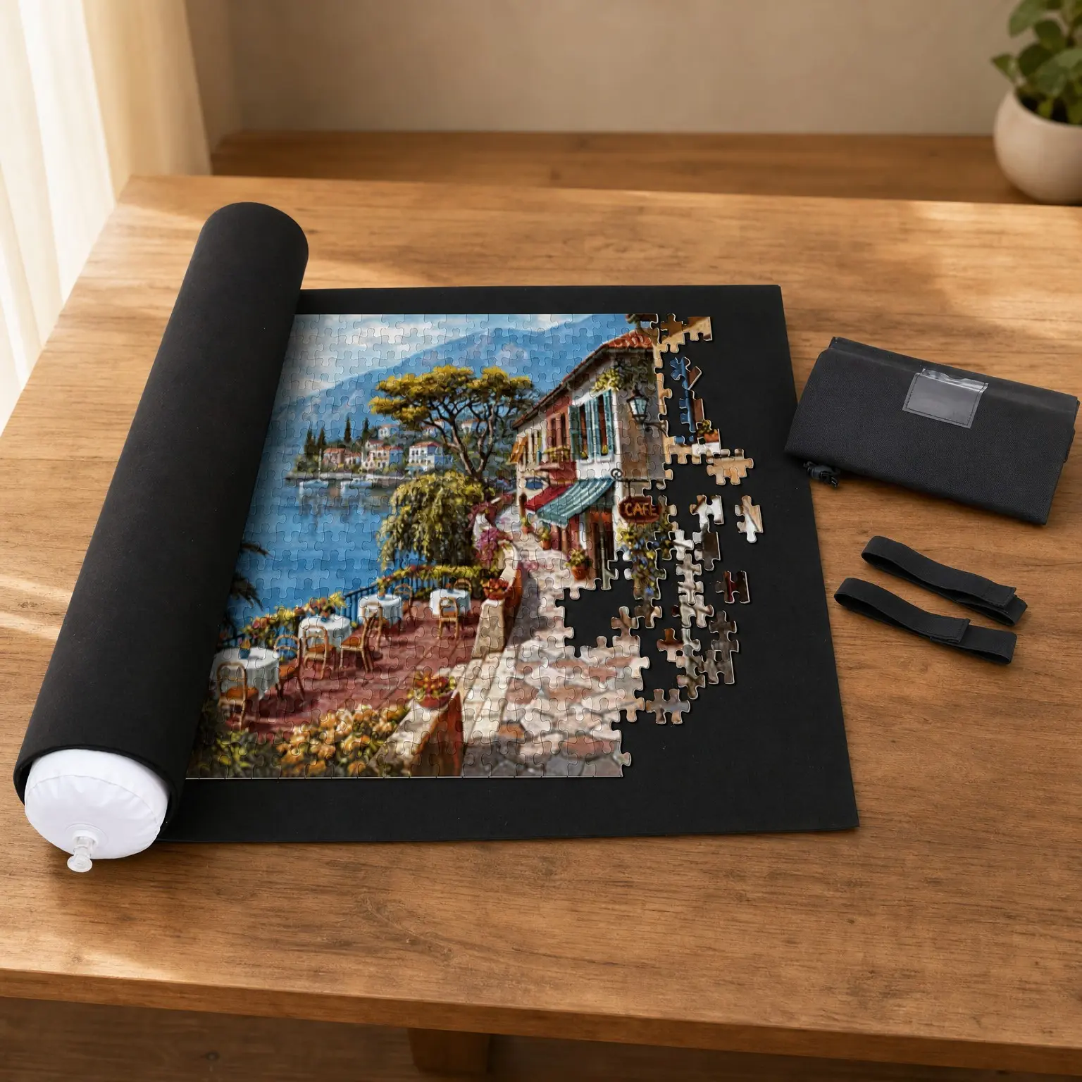 1500-Piece Jigsaw Puzzle Roll Up Mat with Drawstring Storage Bag - Felt Roll-Up Puzzle Mat for Easy Transport & Storage, Portable Puzzle Board & Puzzle Saver Keeper for Puzzles Up to 1500 Pieces