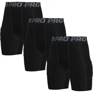 Youth Boys' Compression Shorts Cool Dry Baselayer Sports Tights Athletic Spandex Legging with Pocket