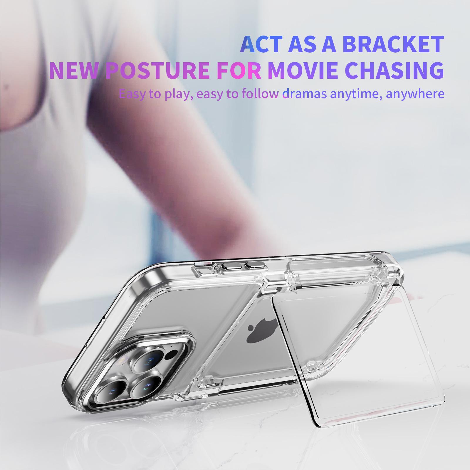 New 2nd Generation Transparent Card Holder Phone Case, suitable for Apple iPhone 11/12/13/14/15/16/17 Pro/Max series, high clarity and transparency, with adjustable hidden stand + card holder 2-in-1, high-quality wallet phone case