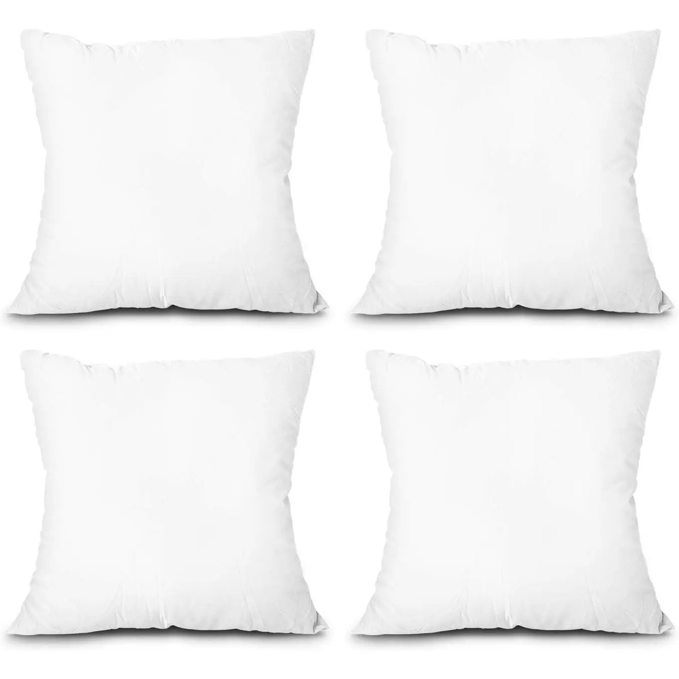 Throw Pillow Inserts, Set of 4 Lightweight Down Alternative Polyester Pillow, Couch Cushion, Sham Stuffer, Machine Washable. (White, 18x18)