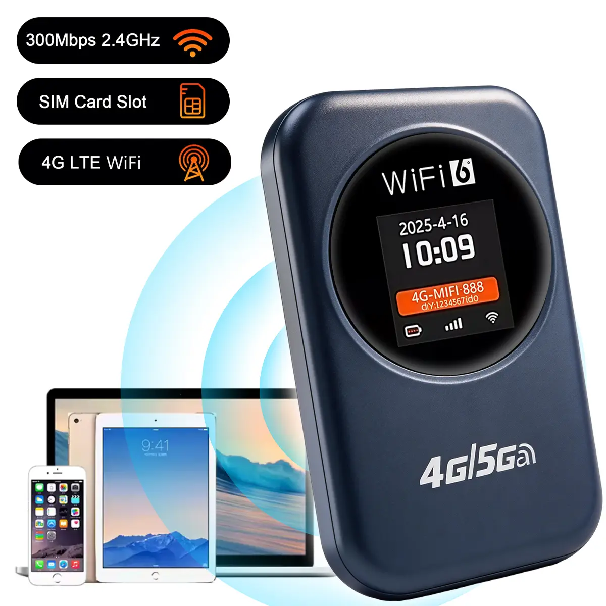 2026 4G LTE Portable WiFi SIM Card Required Not Included 150Mbps High Speed Low Latency Secure Multi-User Large Battery Pocket Hotspot for Travel Outdoor