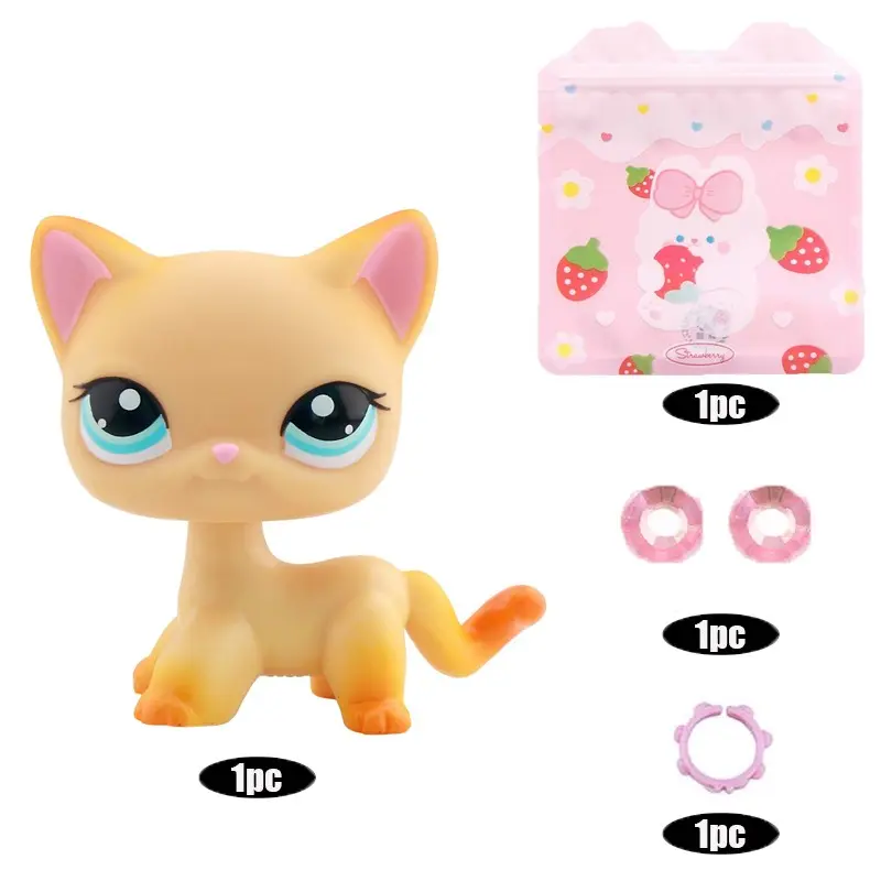 Mini Pet Shop Shorthair Cat Collectible Dolls, Cute Accessories, Ideal for Birthday, Christmas, Halloween Gifts, Lps Shorthair Cat Collection