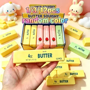 1/3/12pcs-Butter Squishy, Soft Scented Fidget Squishy, Butter Squishy Toy, Cream Scented Butter Squeeze Toy，Slow Rising Butter Stick Stress Relief Toy for Relaxation,Office Desk Decor