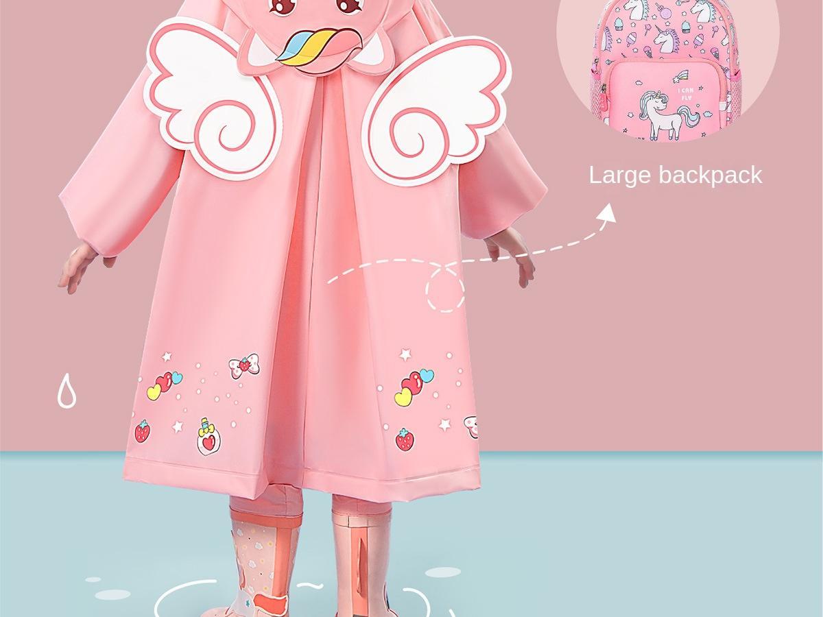 Children's Raincoat Girls Boys Kindergarten Preschool Elementary School Preschool Backpack Location Waterproof Raincoat for Kids