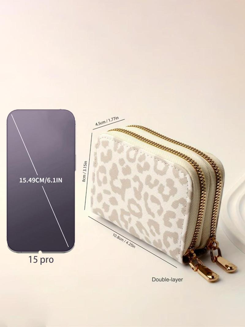 Fashion Leopard Pattern Zipper Card Holder, 2024 New Style Casual Versatile Card Holder for Women, Trendy All-match & Exquisite Card Holder for Daily Use, Purse