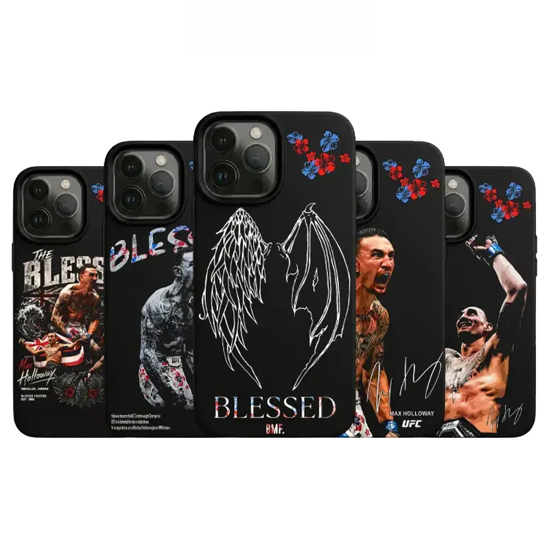 Combat Case Collection Max Holloway Blessed  Phone Case, UFC Fighter Max Holloway Blessed BMF UFC MMA Fan Custom Graphic Design, Gym Wear, Gift for Fighters, for iPhone 17 16 15 14 13 12 11 Pro Max Plus Air For Samsung Galaxy S26 S25 S24 S23 S22 S21 Ultra