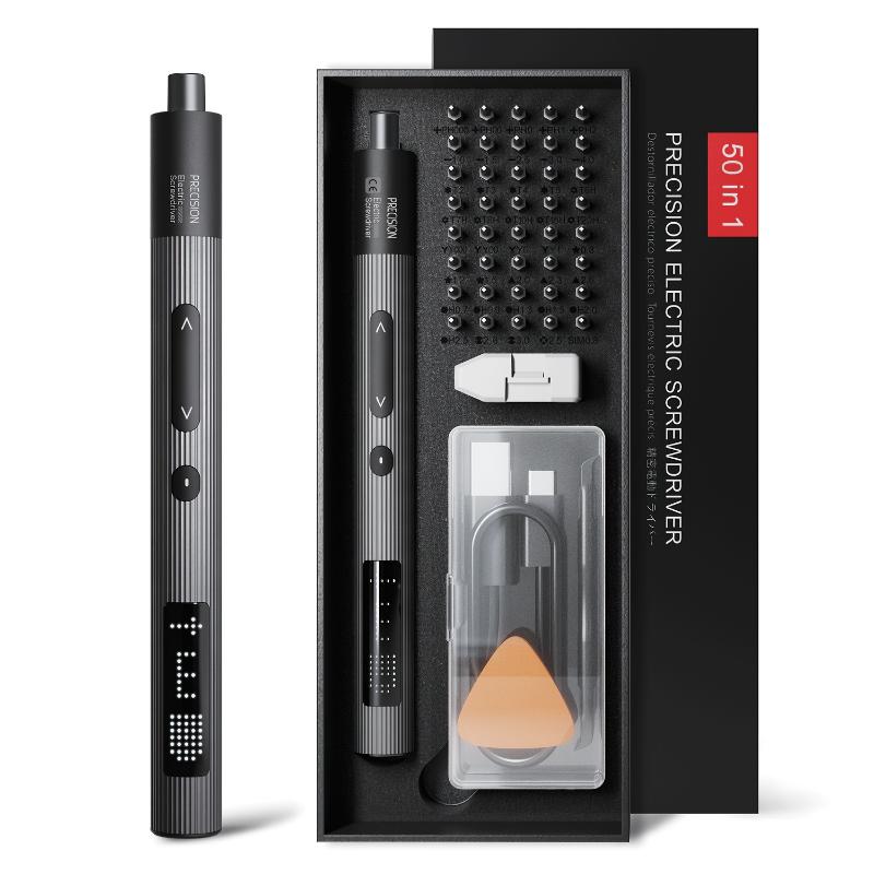 [50-in-1 High Torque Screwdriver Set] 50-in-1 USB Rechargeable Electric Screwdriver Set with LED Light - High Torque, Precision Tool Kit for Phones, Glasses, Watches & Home Repairs, Metal Shell, Multifunctional