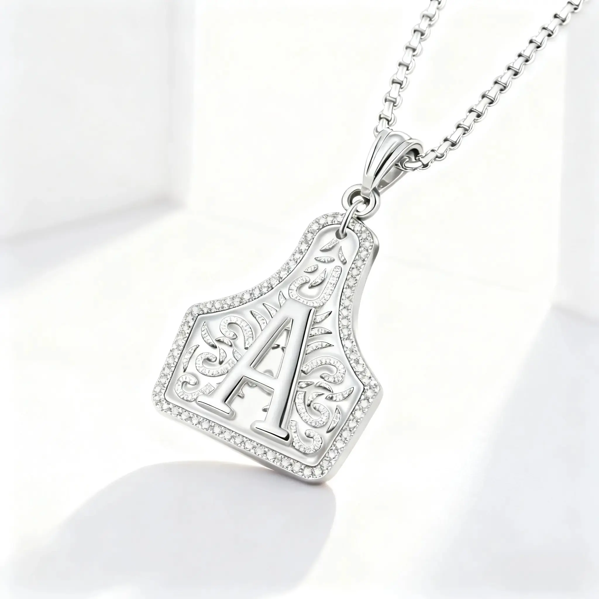 Handmade CowTag Initial Necklace Two-Toned Letter Pendant Adjustable 20 Inch Chain Western Jewelry Gift for Men Women