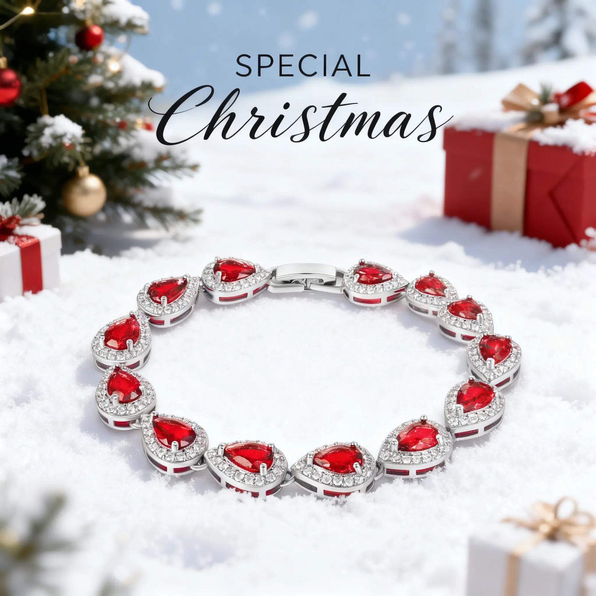 ARTPAGE European-Style Emerald Teardrop Tennis Bracelet with Pavé Stones and Secure Clasp, Ideal for Banquet Dinner, Perfect Gift with Exquisite Gift Box