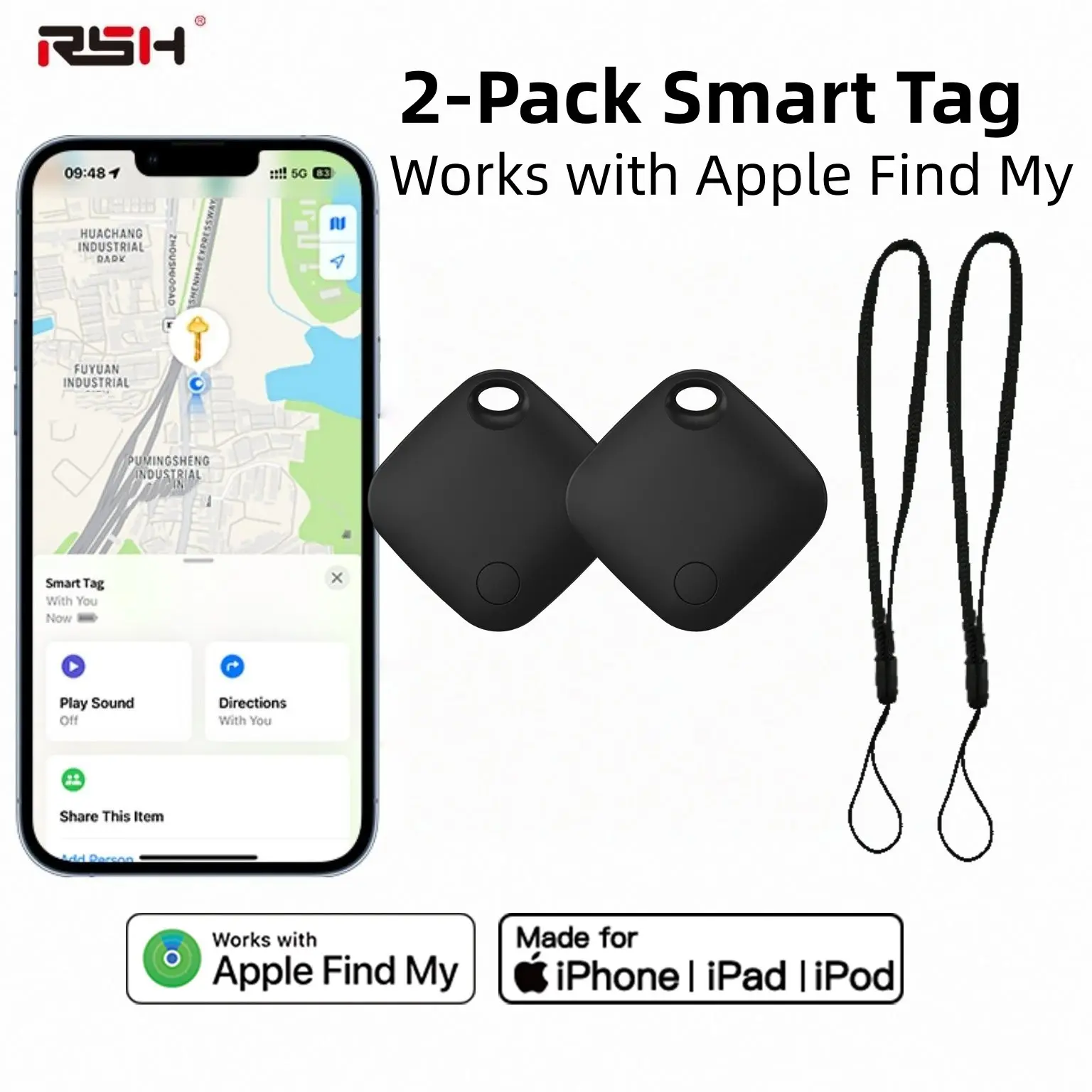 2-Pack Airtag Project Tracker, Keychain Tracker, Compatible with iOS Find My APP, Precise Location, Privacy Protection, Portable Key Finder, Keys Finder, Ideal for Tracking Important Items, Smart Tracker
