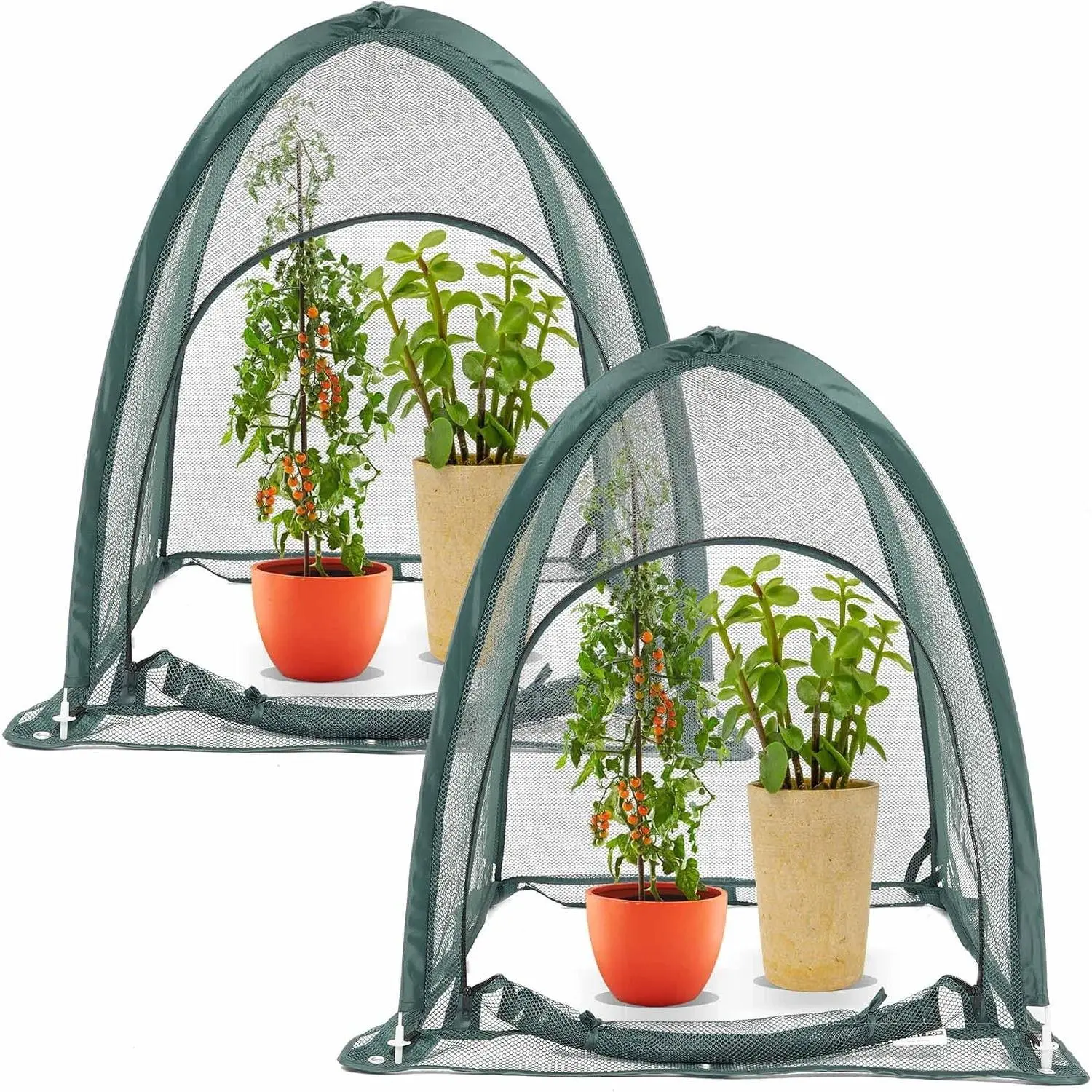 2pcs Quick Set up Pop up Garden Netting 28”x28”x32”Portable Plant Cover Net ,Locusts,Birds,Small Animal Garden Fruit and Flower Cages Portable Carry Bag with 16 Stakes
