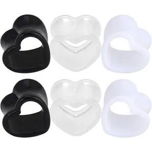 6 count/18pcs Heart Shape  Ear Tunnels Plugs Set Mix Color Stretcher Expander  Tunnels Gauge 6G-7/8 inch