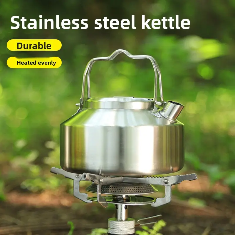 Food Grade 304 Stainless Steel Double Handle Kettle Outdoor Portable Camping Tea Kettle