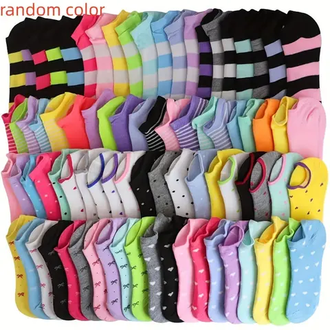 Women's 99-Pair Oversized Colorblock Crew Socks for Women - All Seasons, Comfortable, Breathable Soft Socks with Combination Bag for Sport-to-Casual Use