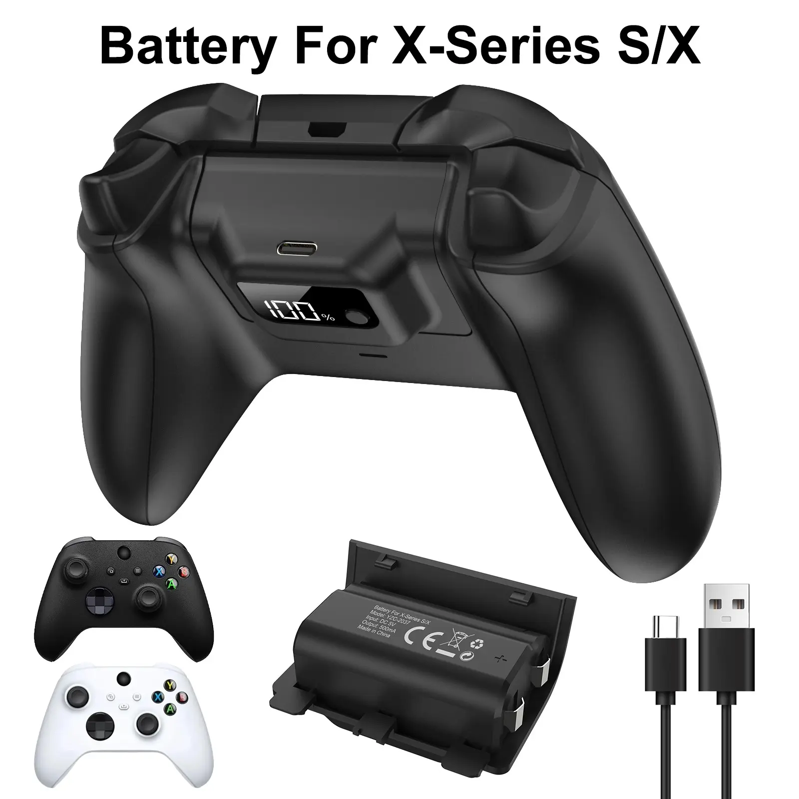 Xbox Series X/s Controller Battery, 1200mah LED Display, 3-4h Charge Play 40h, 2000+ Cycles, Abs, Essential for Long Gaming Sessions, Game Console Accessories