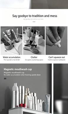 Toothbrush holder, toothbrushing cup, gargle cup, wall - mounted, no - drilling required for the bathroom, semi - transparent toothbrush set storage box set