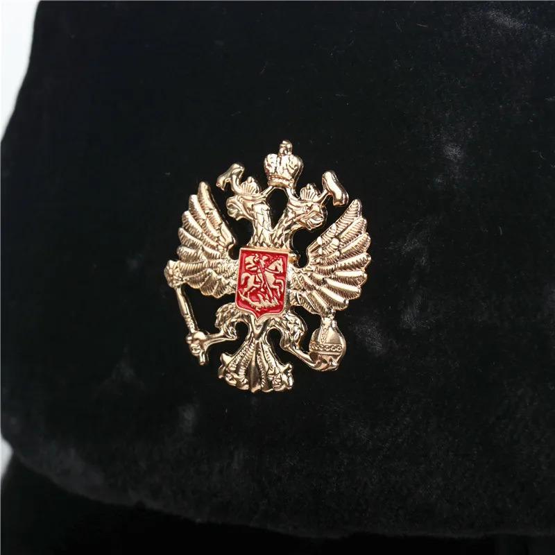 Men's Winter Soviet Badge Lei Feng Hats Russian Ushanka Hat Outdoor Warm Thicken Faux Rabbit Fur Windproof Snow Caps