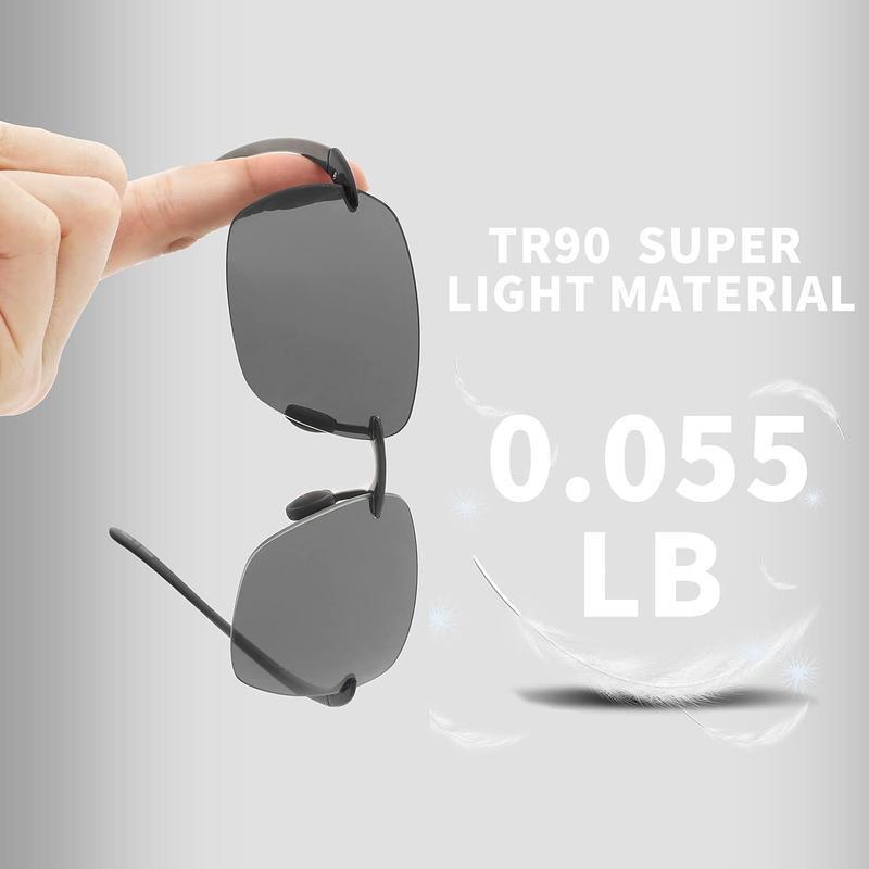 Unisex Lightweight Polarized Sports Sunglasses, TR90 Rimless Frame UV Protection Shades for Running, Fishing, Baseball, Cycling, Driving & All Outdoor Activities