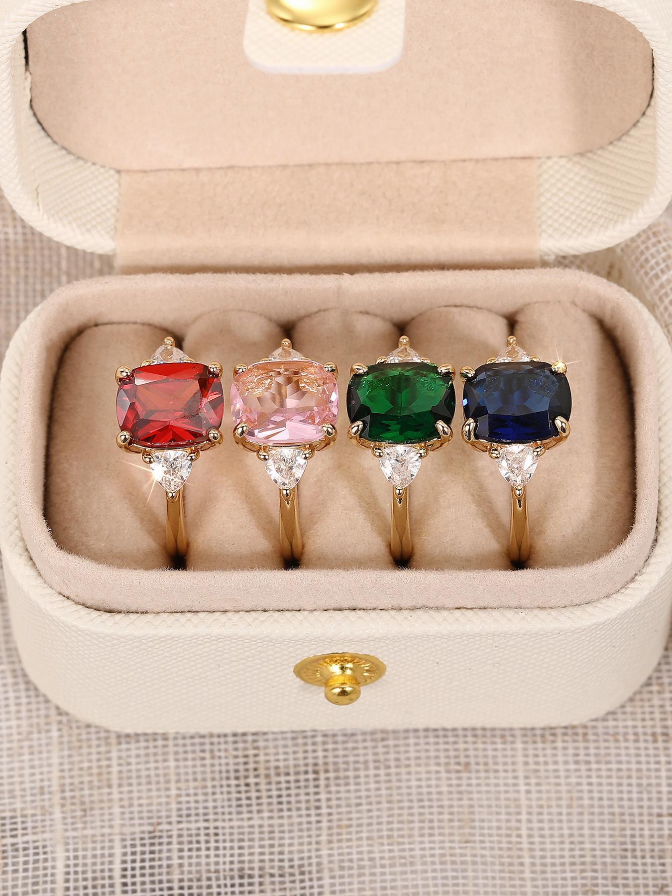 Women's Elegant Colorful Gemstone Decorated Ring, Marquise Cut Ring, Exquisite Trendy Ring, Fashionable Jewelry for Women As Engagement Anniversary Party Jewelry Gift, Wedding Anniversary Ring, Bridal Engagement Jewelry