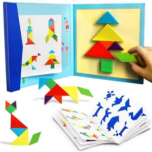 Wooden Tangram Puzzle Book, Travel Games for Kids in Car, Plane or Take Out for Restaurant, Educational Learning Puzzles Toys, On The Go Toys for Kids, Boys, Girls 3-8 Years Oldfidget toys