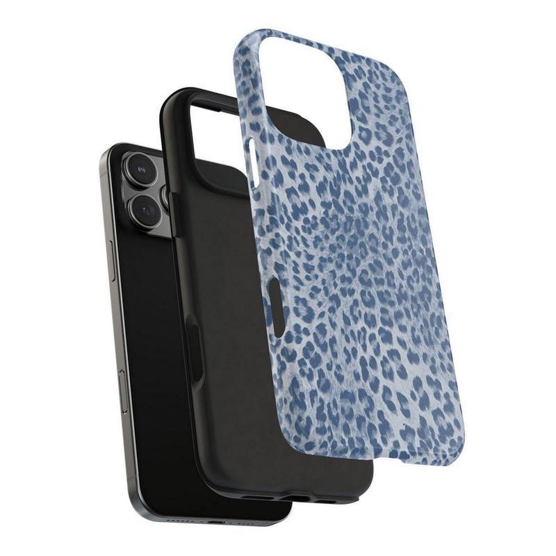 Blue Cheetah Phone Case, Protective Cute Trendy Aesthetic Accessories Suitable for Iphone17 16 15 14 13 12 11 Pro Max Xr Aesthetic Teen Case, Phone Cover