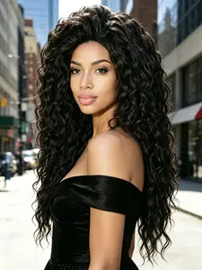 KAIRIYA 28" Heat-Safe Curly Wig: Long Synthetic Hair with Free Bangs, One Complete Shake & Go Style Solution, Customizable Heat Styling Options for Women Halloween, Festival & Celebration Comfort