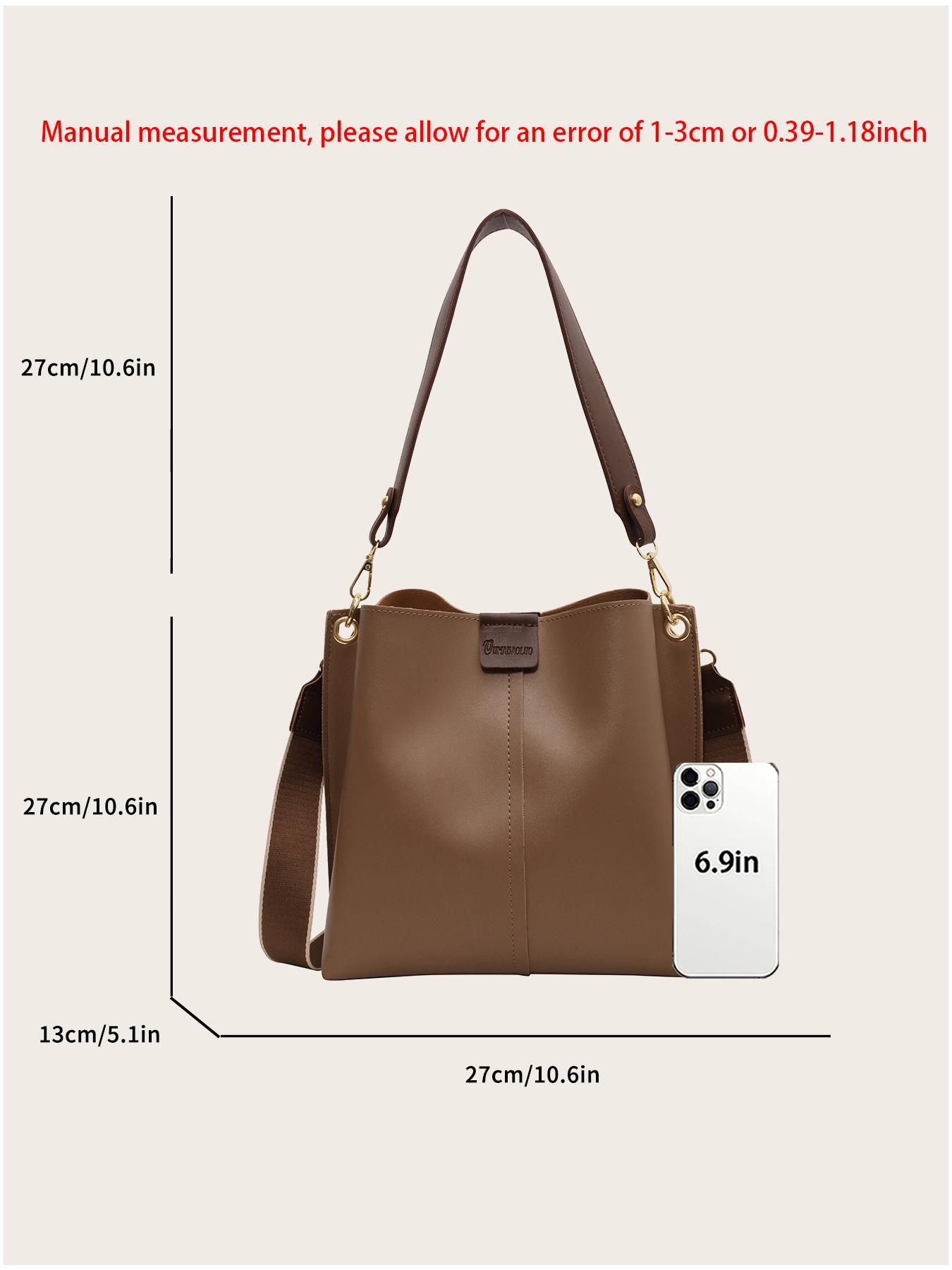 Women's Solid Color Patched Design Tote Bag, Fashionable Large Capacity Shoulder Purse for Work & Daily Used, Everyday Shoulder Bag, Casual Commuter Crossbody Bag for Women & Girls