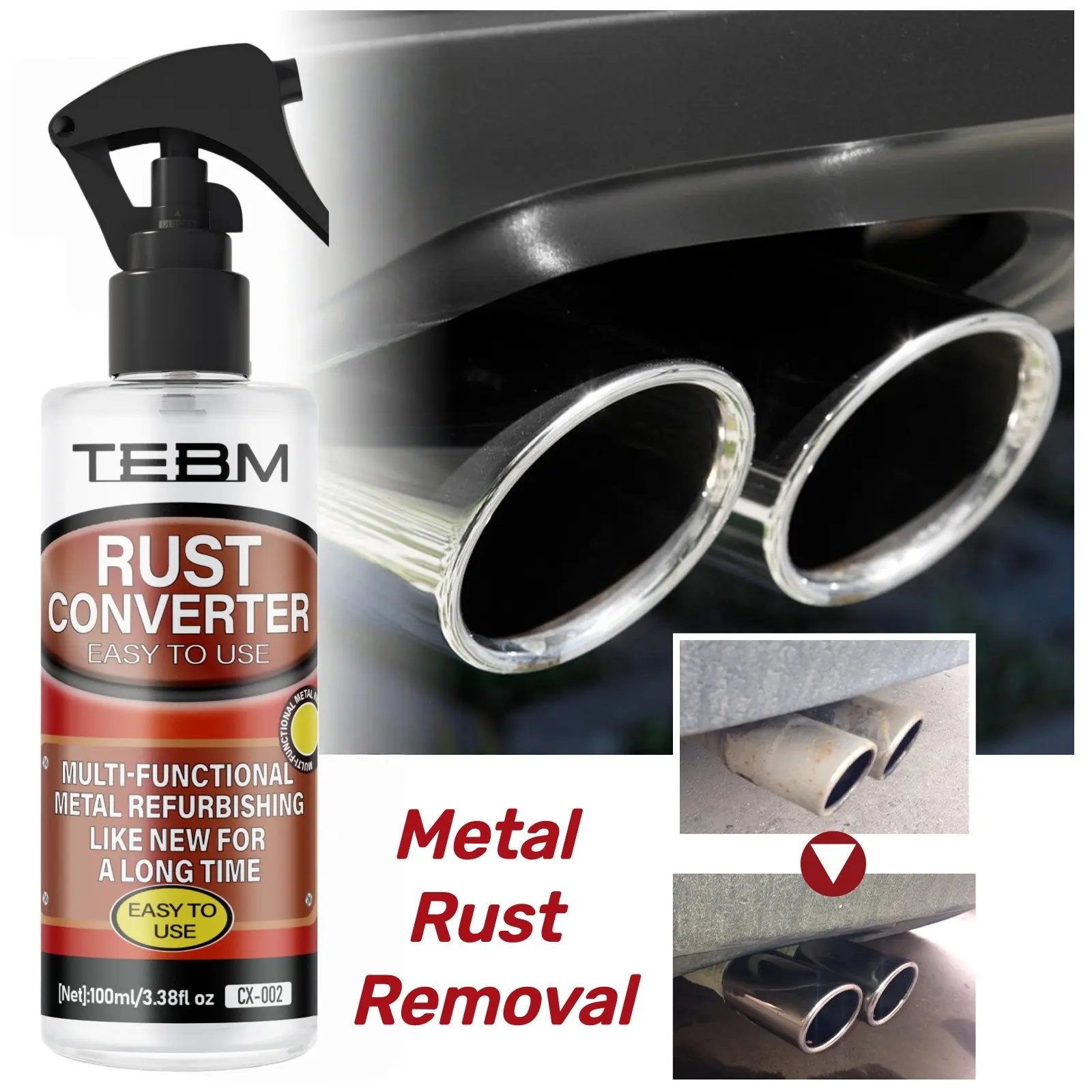 Rust Removal Spray, Metal Rust Polisher, Quick Rust Dissolver, Rust Cleaner, DIY Friendly, Ideal for Metal Tools and Cars, Instant Rust Remover, Fast Renovation, Body Repair Tools, Automotive Rust Remover