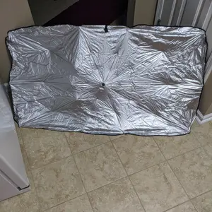 Sun Reflector Windshield black and silver portable with sleeve