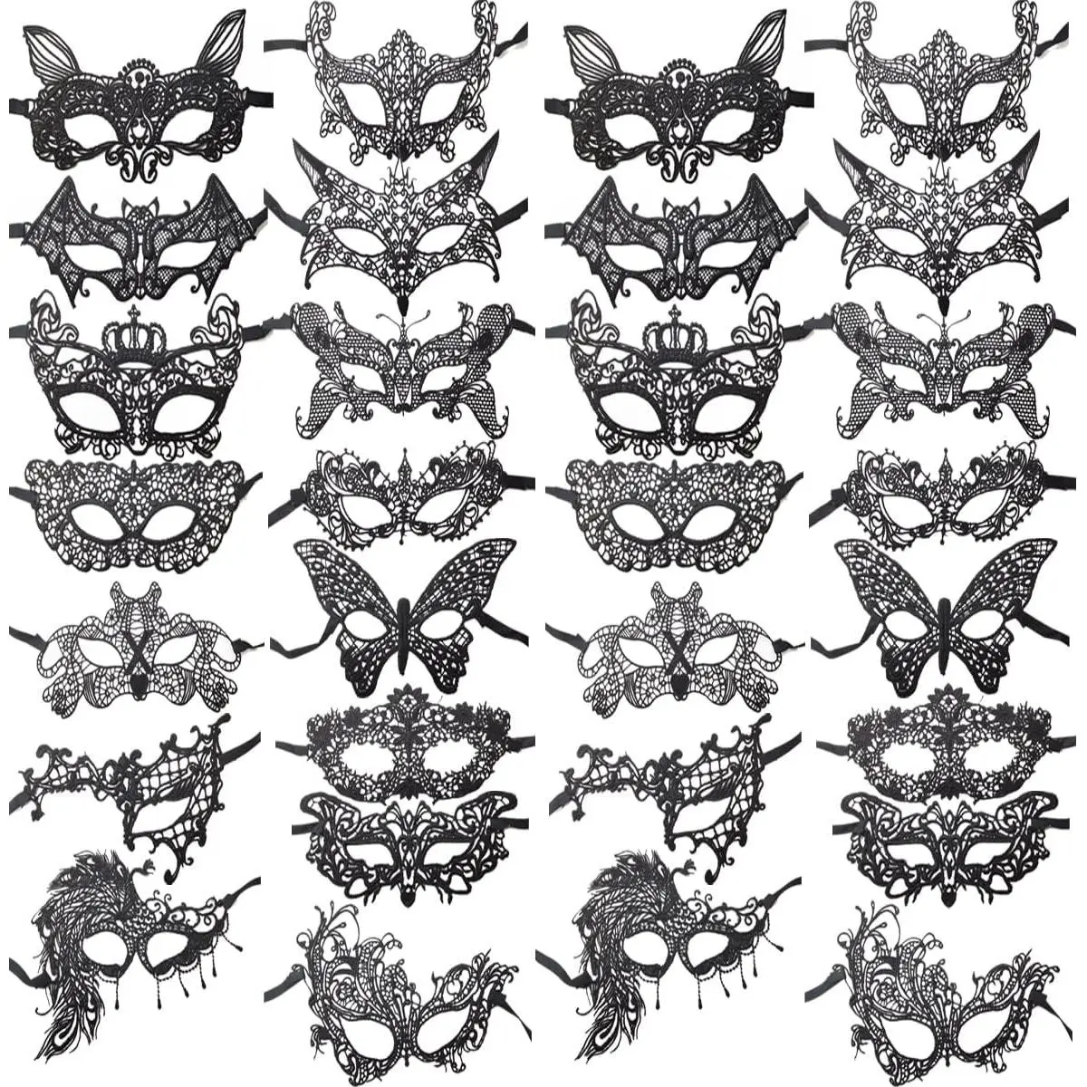 30PCS Lace Mask Masquerade Venetian Eyemask Halloween Sexy Woman Lace Mask for Halloween Masquerade Carnival Party Costume Ball