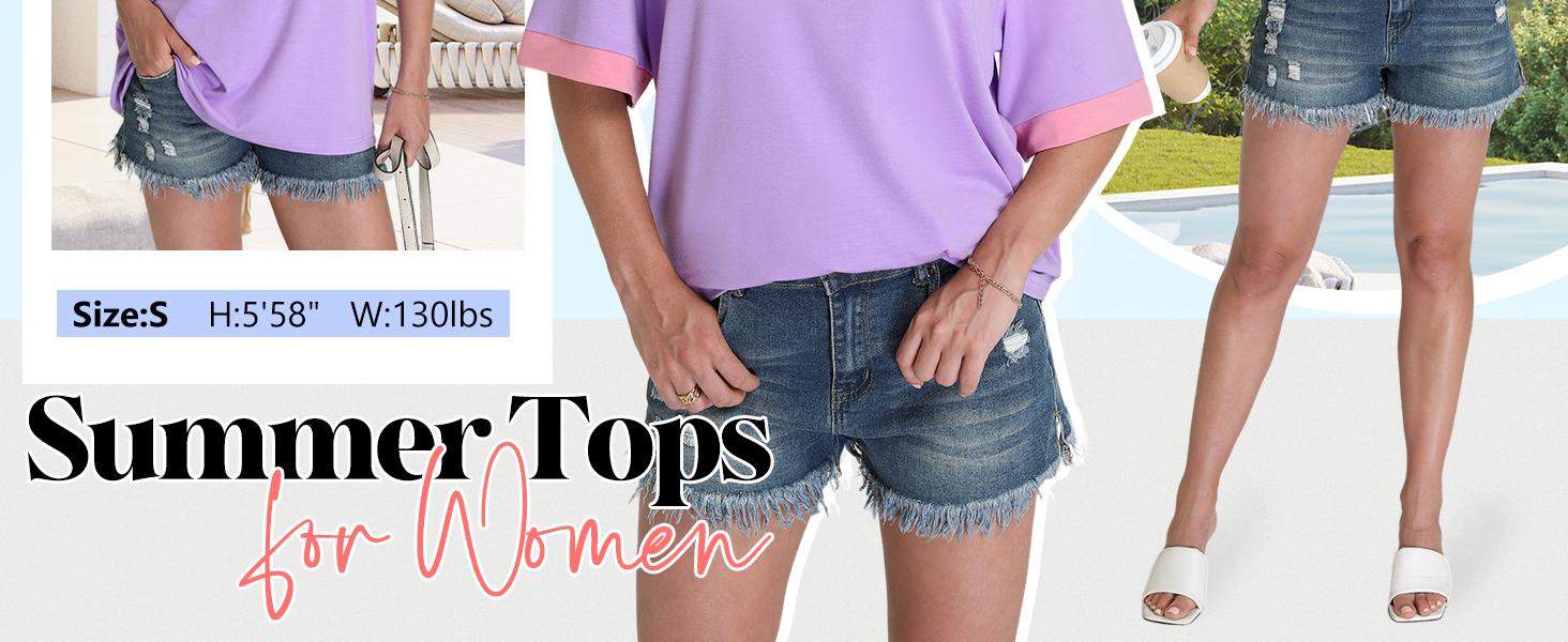 OFEEFAN Summer Tops for Women 2025 Short Sleeve Shirts Dressy Casual Crew Neck Tshirts Fashion Oversized Oversized Womenswear Crewneck SpringStatements OFEEFAN Summer Tops for Women 2025 Short Sleeve Shirts Dressy Casual Crew Neck Tshirts Fashion Oversized Oversized Womenswear Crewneck SpringStatements