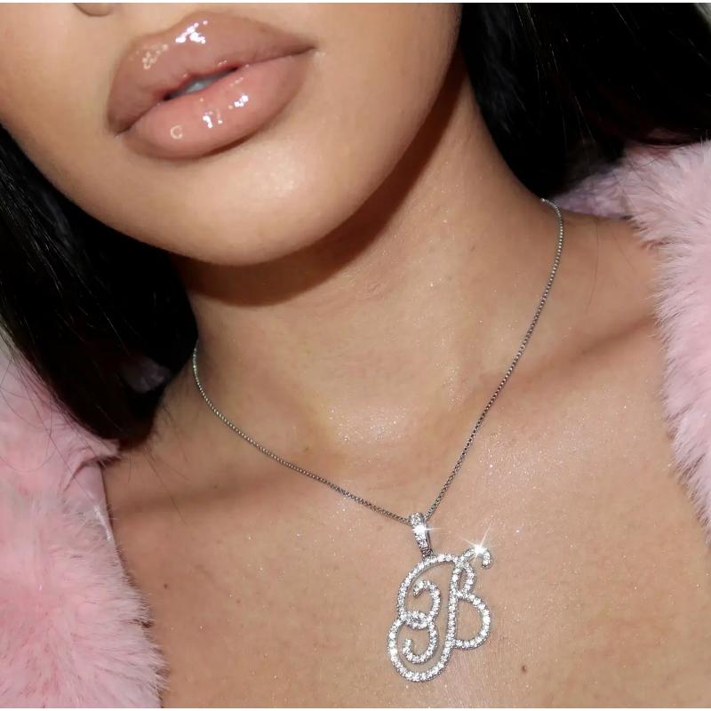 Nova Rose Custom Script Initial Necklace - Personalized Initial Necklace Pendant Jewelry Durable Brass.