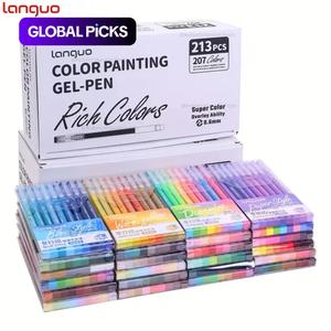 Languo 213pcs Drawing Gel Pen Set, 0.6mm Tip, Rich Colors, Large Capacity Ink Pens, Ideal for Office, Painting, Correction, Diary, DIY Art