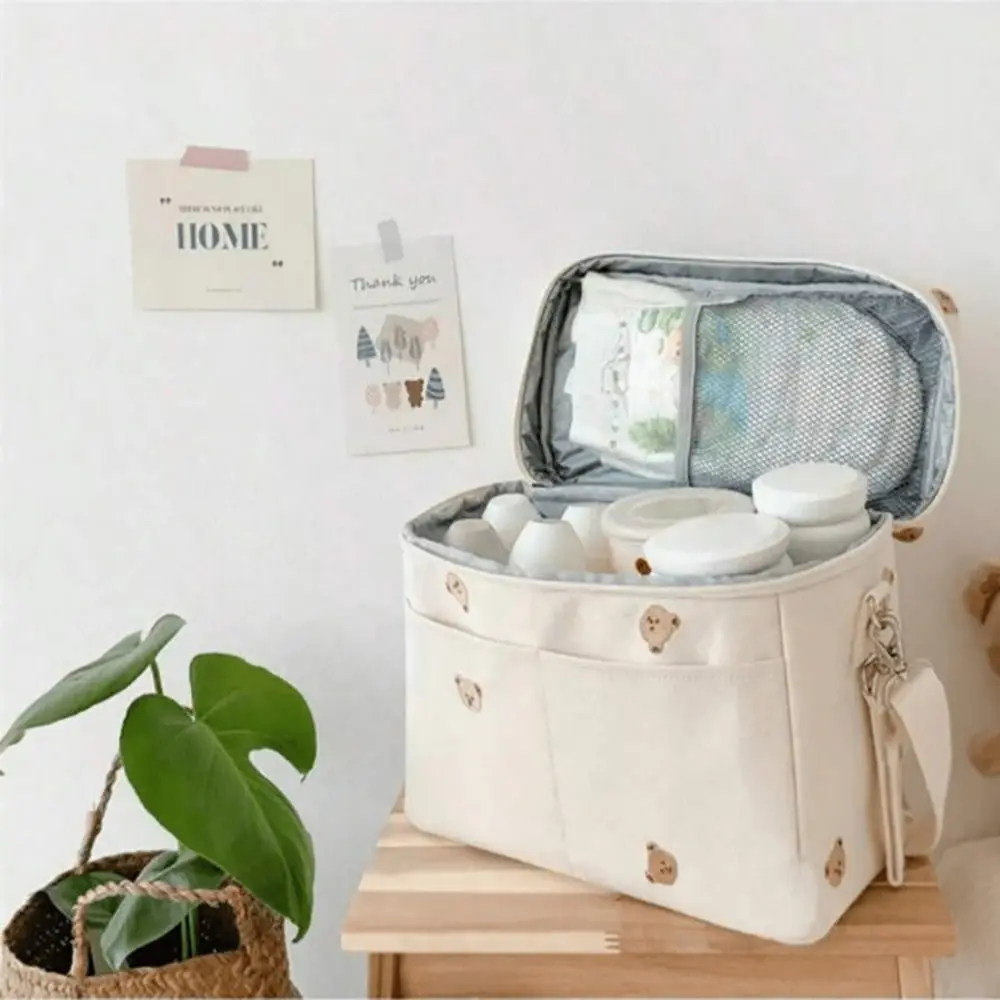 2026 New Korean Style Teddy Bear Insulated Bag, Baby Bottle Holder, Stroller Storage Bag, Mommy Bag, Diaper Bag, Portable Lunch Bag, Summer Ice Bag