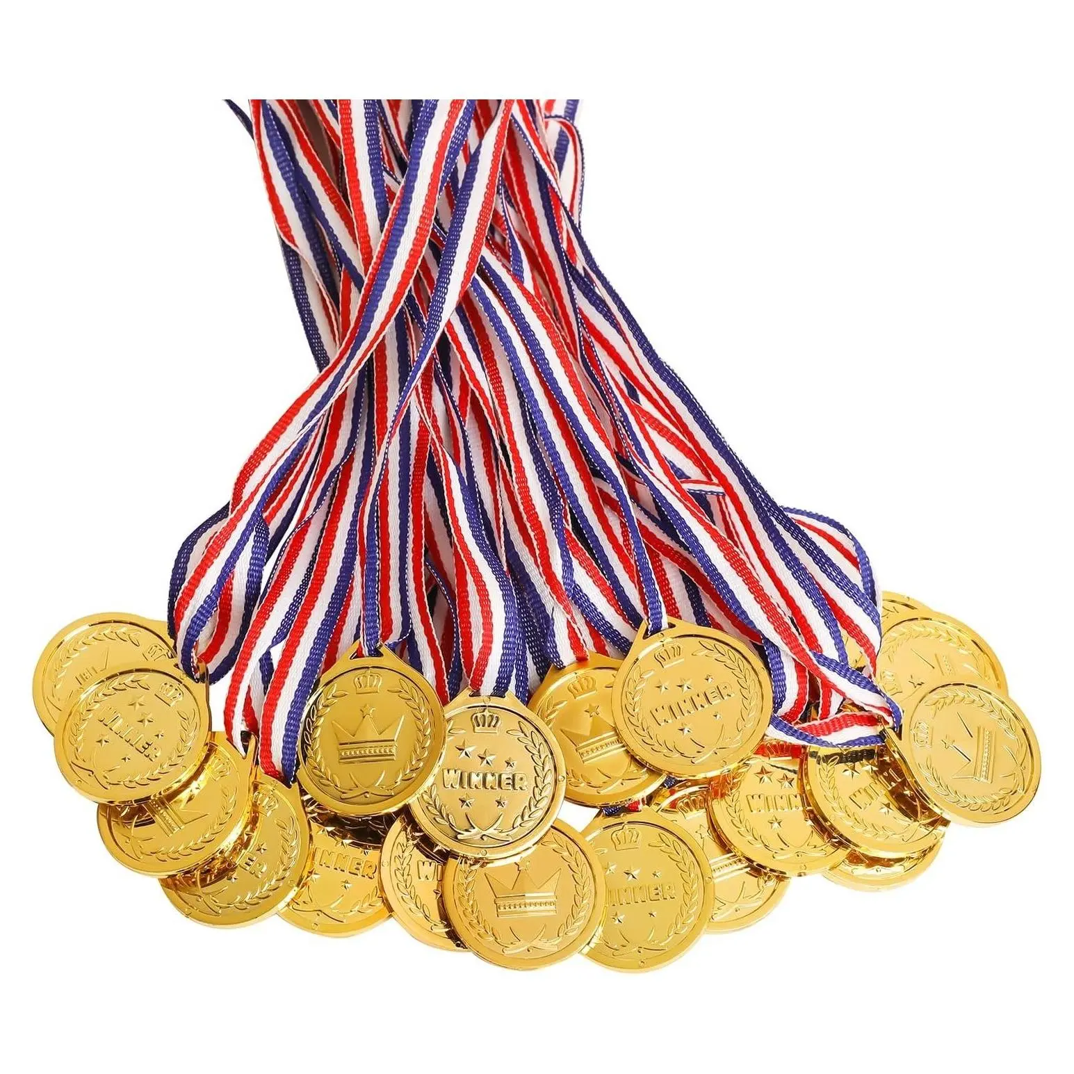 100 Packs Gold Plastic Winner Medals for Kids - Children's Award MedalsGift