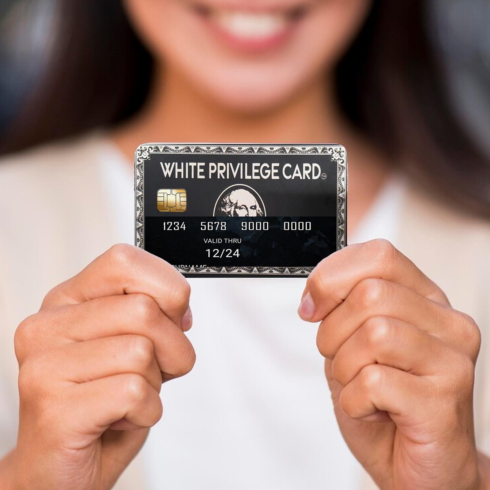 White Privilege Card Design Credit Card Ultra Thin Skin Vinyl Sticker, 4 Counts/set Ultra-thin Skin Vinyl No Residue Sticker, Waterproof & Scratch Resistant Card Sticker