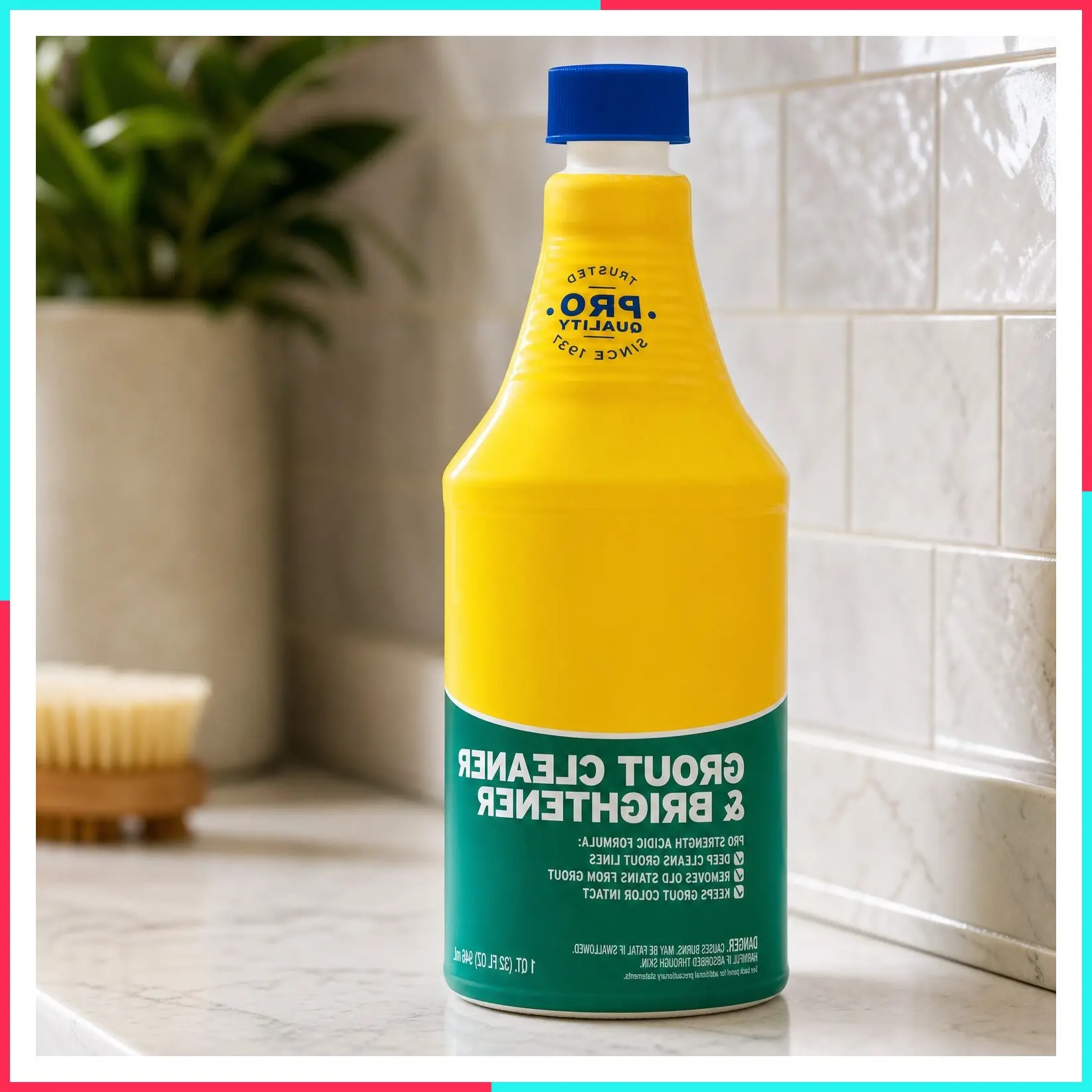 Grout Cleaner and Brightener - 32 Ounce (1 Bottle) - Deep Cleaning Formula Removes Old Stains from Grout