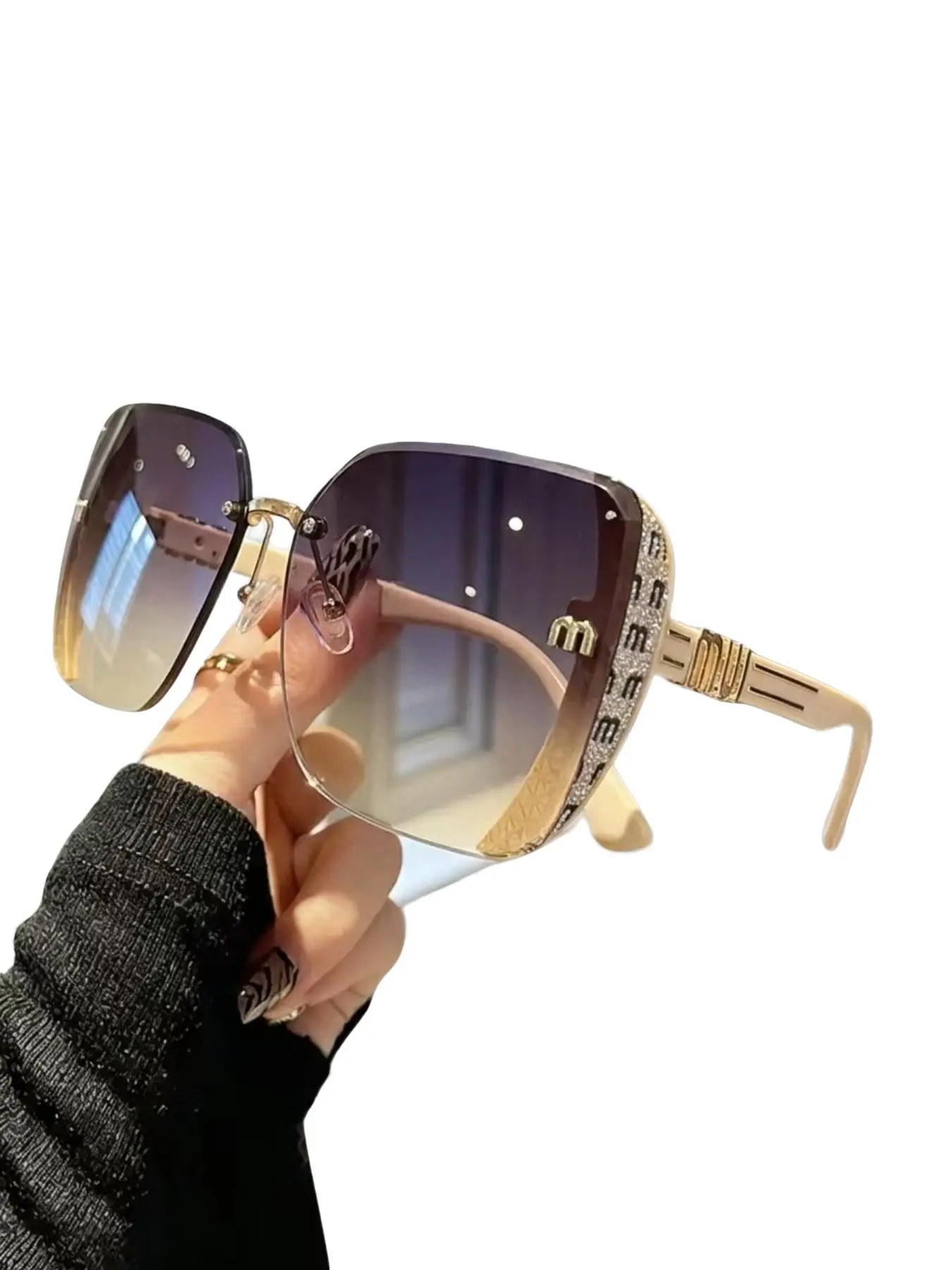 New Fashion Large Frame Glasses for Women, European Style Trendy Slimming Sunglasses, Plain Decorative Lens, All Seasons