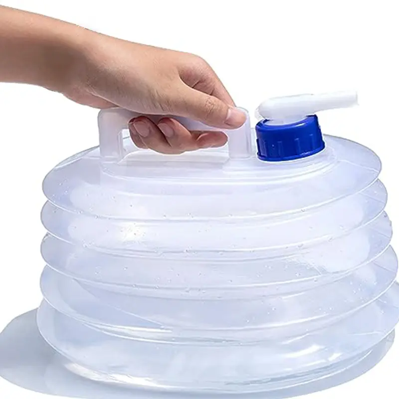 Food Grade Portable Collapsible Bucket with Adjustable Function - 5/10/15L Emergency Water Storage Tank for Camping, Hiking, Backpacking, Fishing
