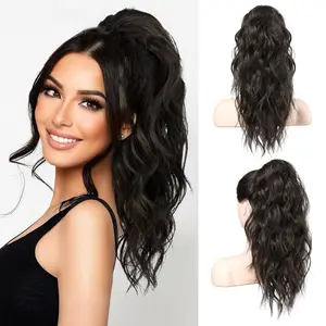Ponytail Extension, 18" Wavy Claw Clip Ponytail Extensions Shoulder Length Curly Wavy Claw Clip in Ponytail Hairpiece Synthetic Fake Pony tails Hairpieces