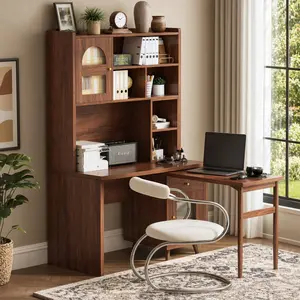 43.1" x 21.6" x 70.1" All-in-One Computer Desk with 90° Rotating Desktop, Storage Drawer, Cabinets & Shelves, Includes Adjustable Swivel Chair, for Home Office & Gaming, Easy Assembly