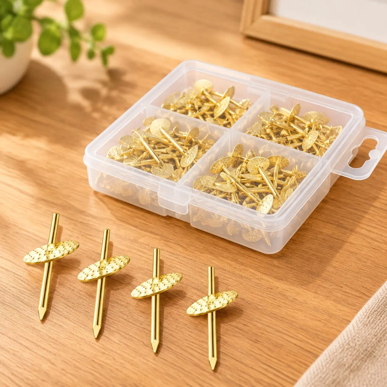 72 pcs Picture Hangers with 10-60lbs, 4 Different Sizes, Iron Alloy Nail Hooks for Plaster, Wooden & Drywall - Hanging Hardware for Clock, Mirror, JewelryGift